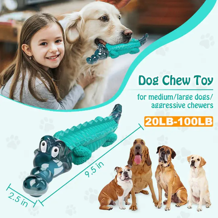 Blue Alligator Dog Chew Toy For Aggressive Chewers - Image 5