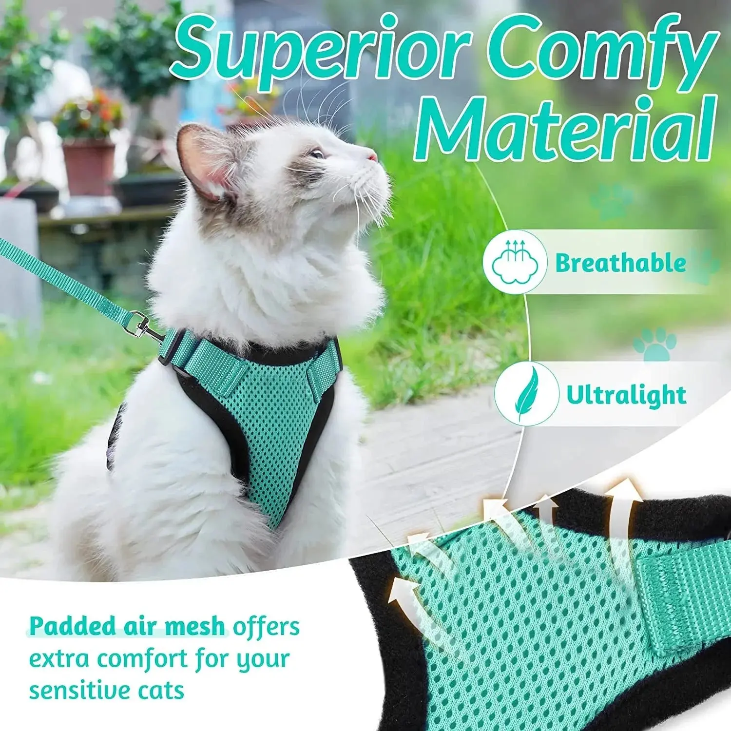 Cat Harness and Leash for Walking – Escape Proof, Soft & Adjustable Vest Harnesses - Image 4