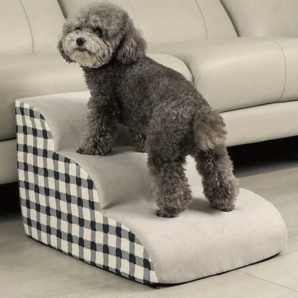 Pet 2/3 Steps Dog Secure Stairs – High Density Foam Non-Slip Pet Steps for Older Dogs with Joint Pain, Sofa & Bed Ladder