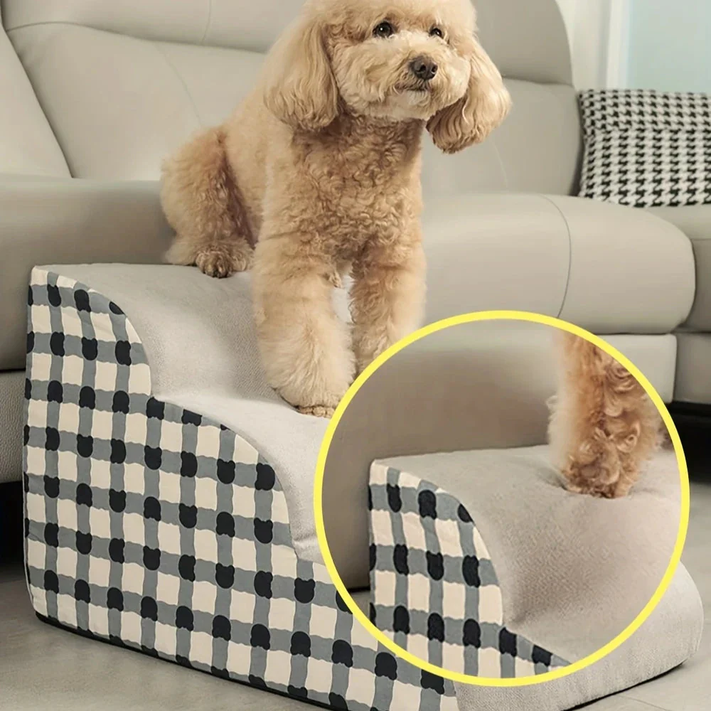Pet 2/3 Steps Dog Secure Stairs – High Density Foam Non-Slip Pet Steps for Older Dogs with Joint Pain, Sofa & Bed Ladder - Image 4