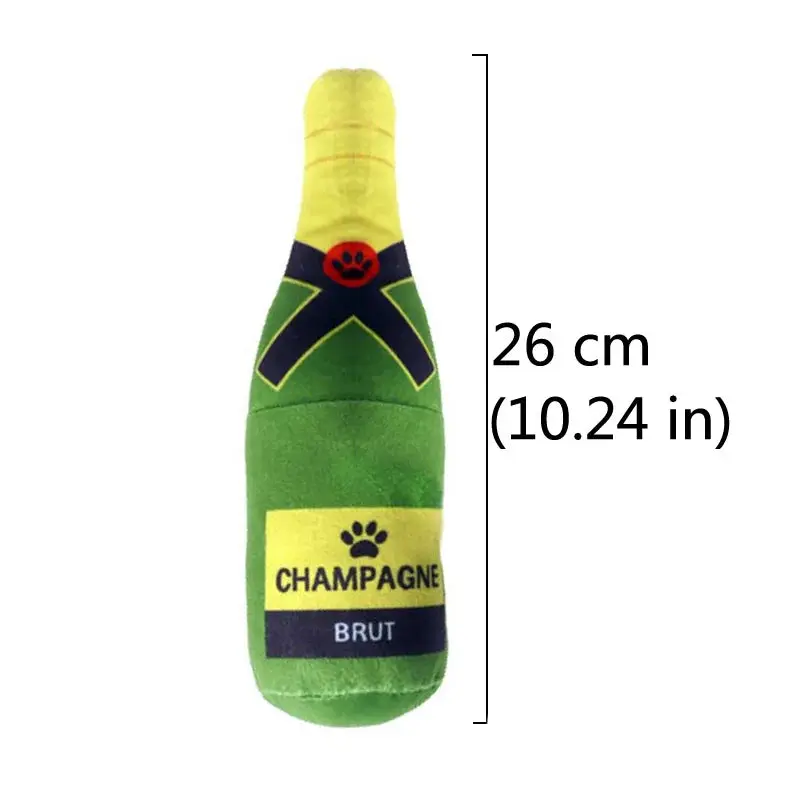 Champagne Wine Bottle Dog Toy: Plush, Squeaky, Bite-Resistant 🍾 - Image 4