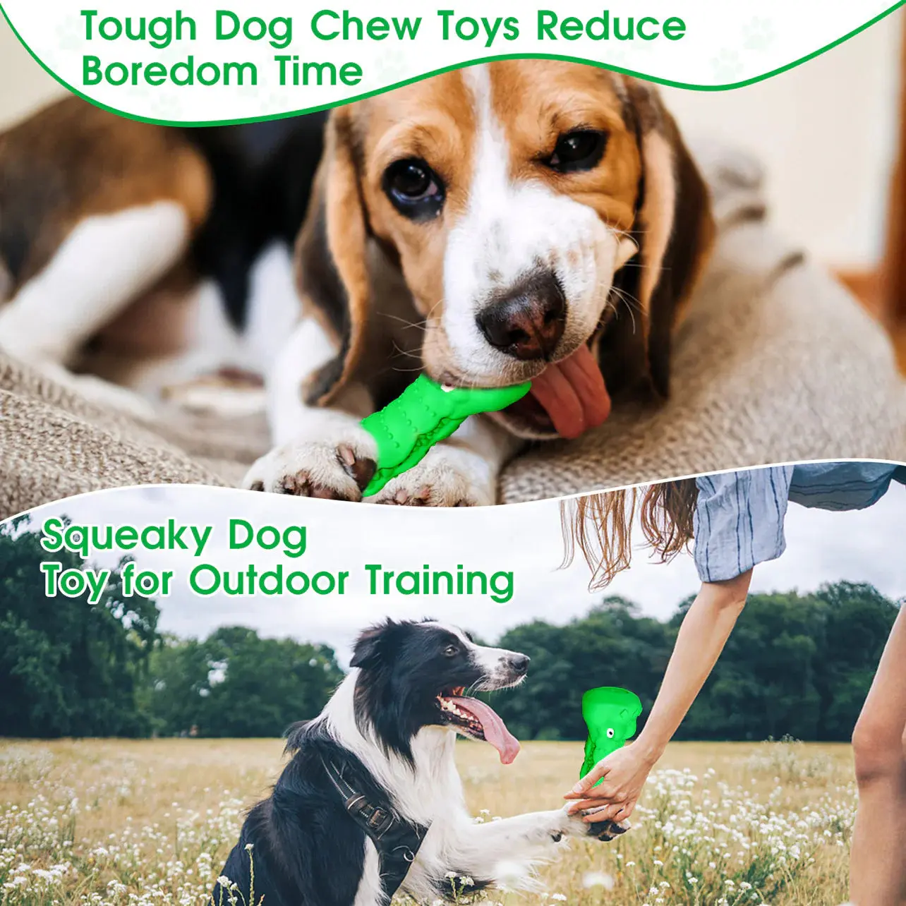 Green Rubber Alligator Toy Head Dog Chew For Aggressive Chewers - Image 2