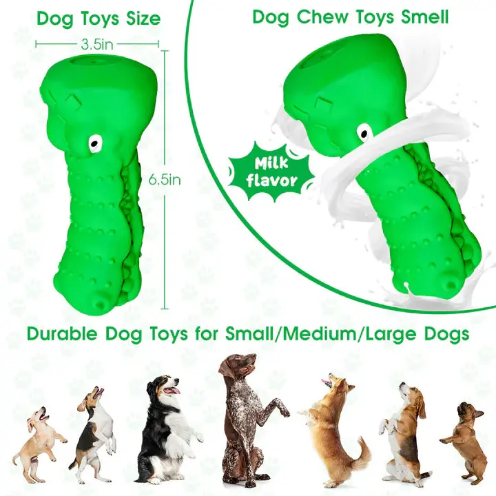 Green Rubber Alligator Toy Head Dog Chew For Aggressive Chewers - Image 7