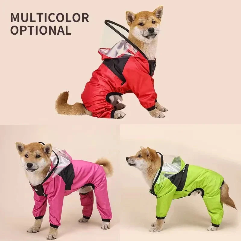 Waterproof Dog Raincoat Jumpsuit with Hood – Water-Resistant Full Body Pet Jacket - Image 2