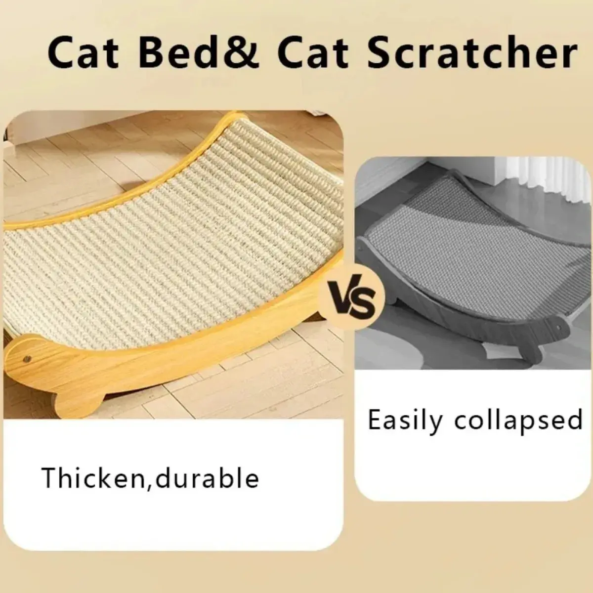 Wooden Cat Scratching Pad & Bed – Multi-Function Scratch Board - Image 4